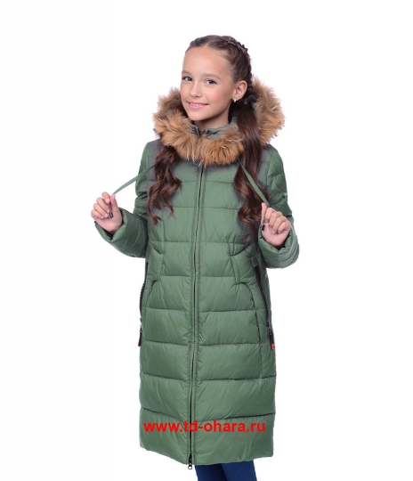 Зимнее пальто O'HARA для девочки K305, оливковое.